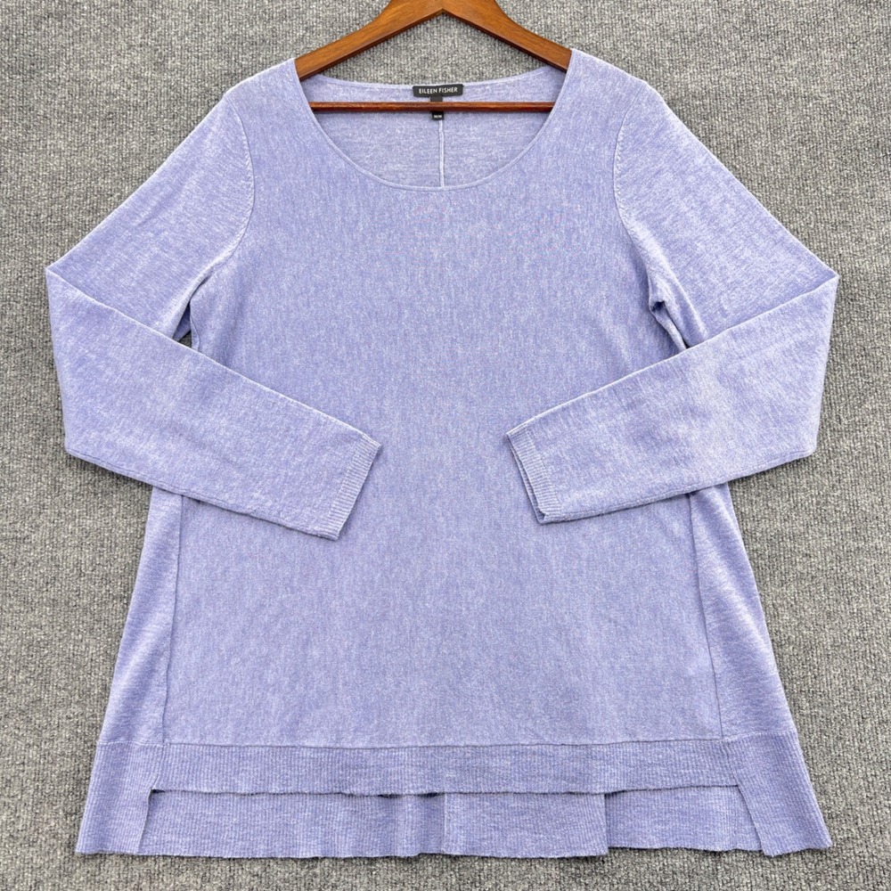 Eileen Fisher Tunic Sweater Womens Medium Purple Merino Alpaca Tunic Minimalist